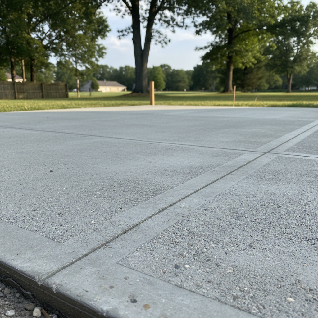 Completed concrete patios work at a residential property in Virginia Beach, VA