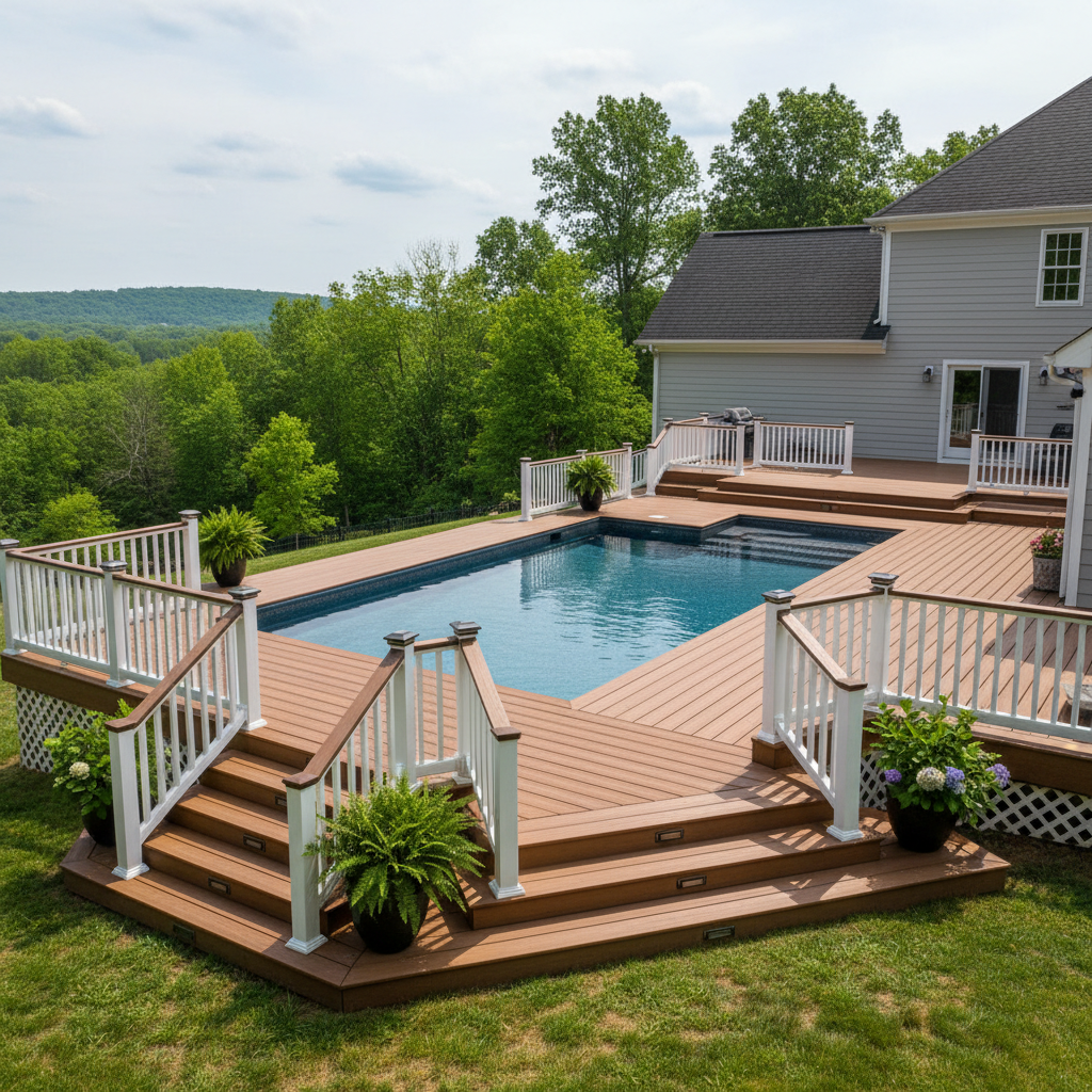 Completed pool decks work at a residential property in Spotsylvania Courthouse, VA