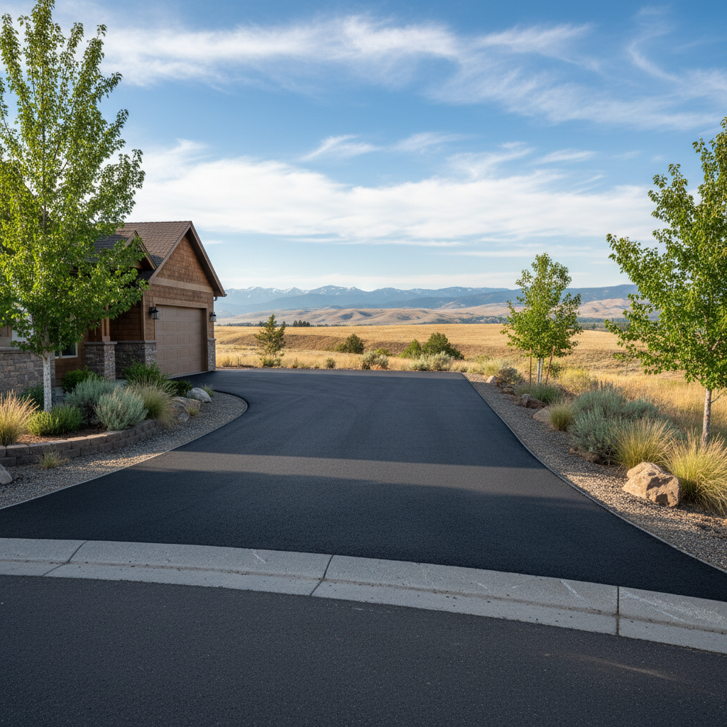 Completed driveway paving work at a residential property in Yakima, WA