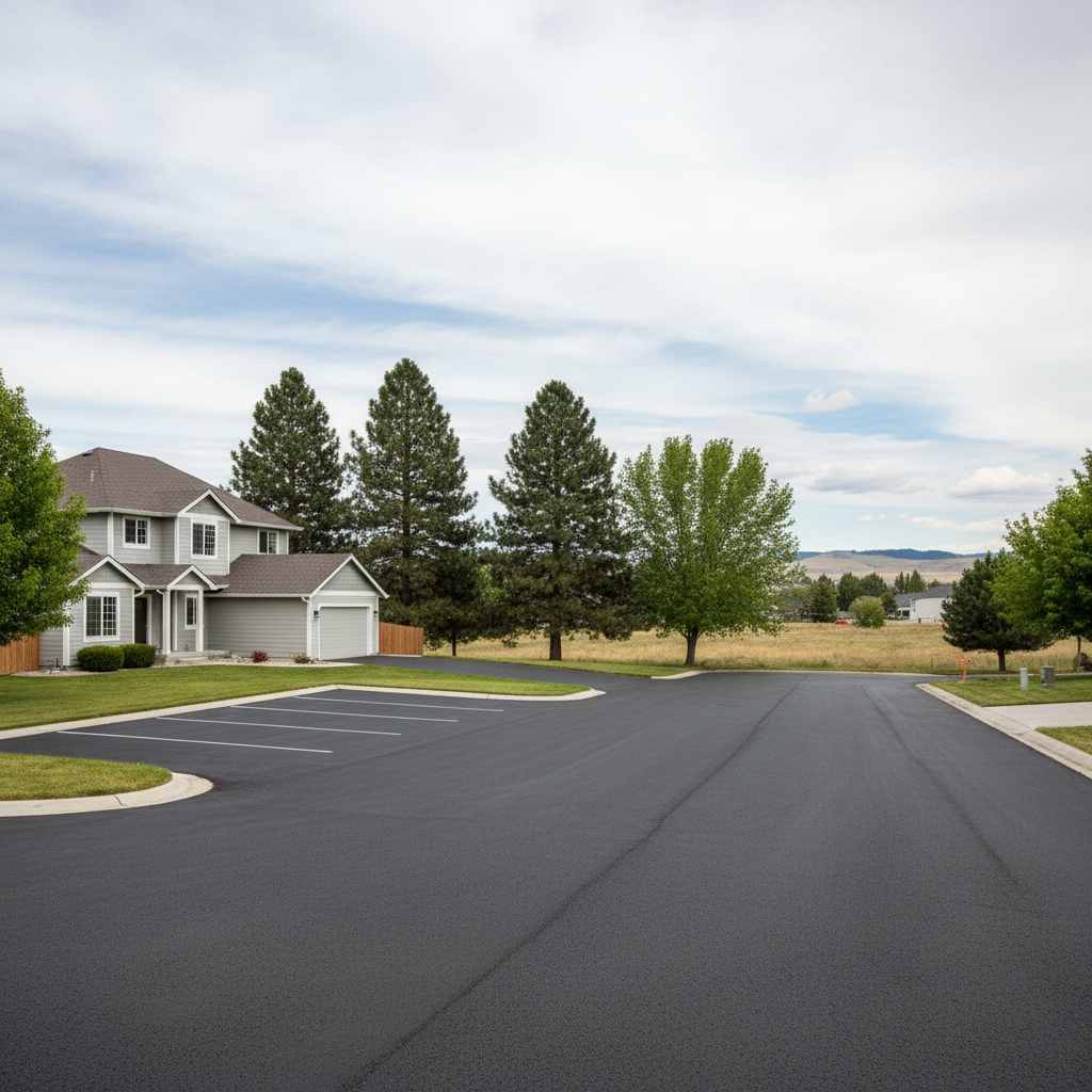 Completed parking lot paving work at a residential property in Pasco, WA