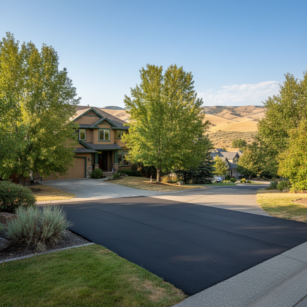 Completed asphalt patching work at a residential property in Richland, WA