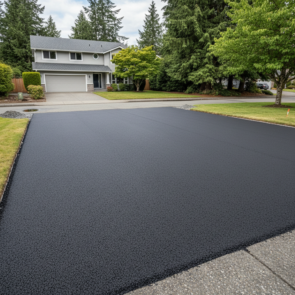 Completed residential asphalt work at a residential property in Bellevue, WA
