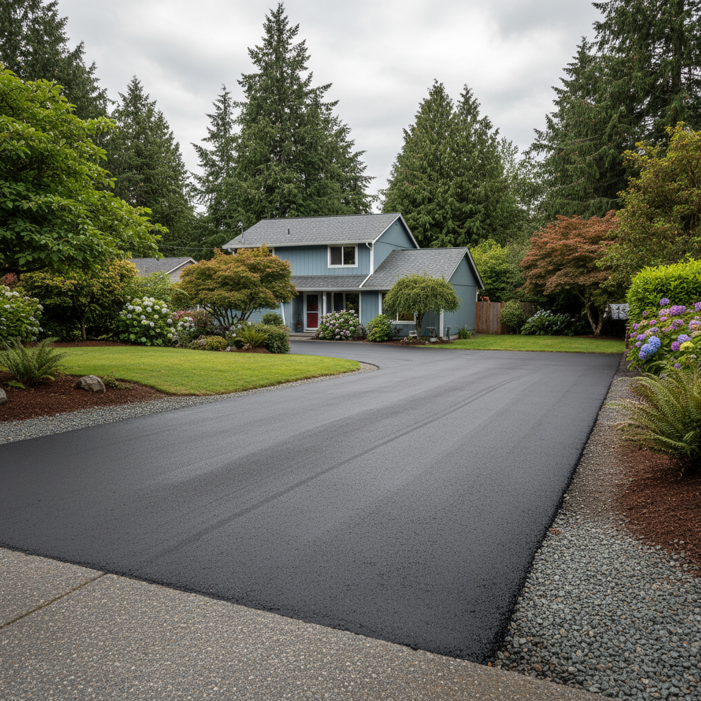 Completed asphalt repair work at a residential property in Seattle, WA