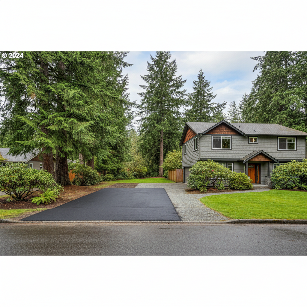 Completed asphalt patching work at a residential property in Woodinville, WA