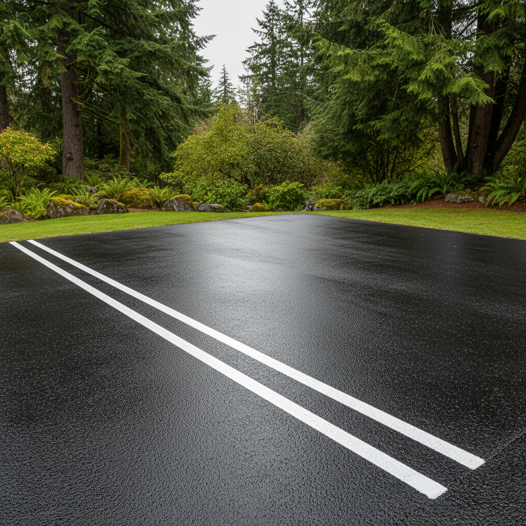 Completed asphalt striping work at a residential property in Redmond, WA