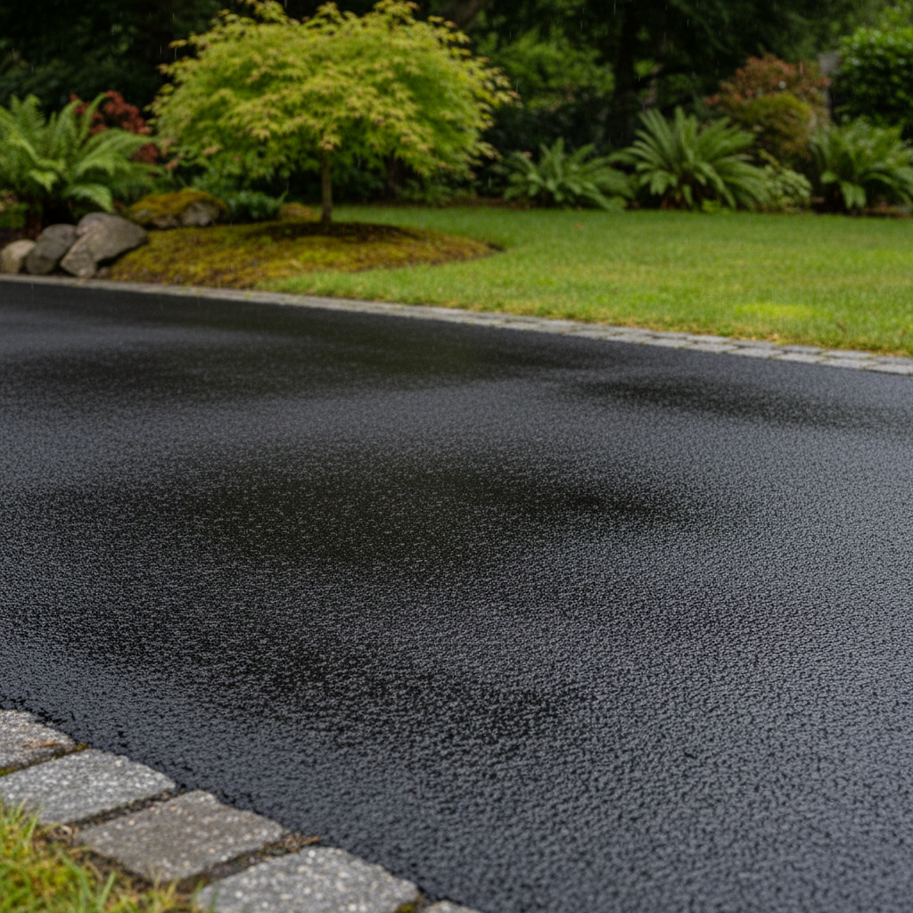 Completed asphalt sealcoating work at a residential property in Seattle, WA