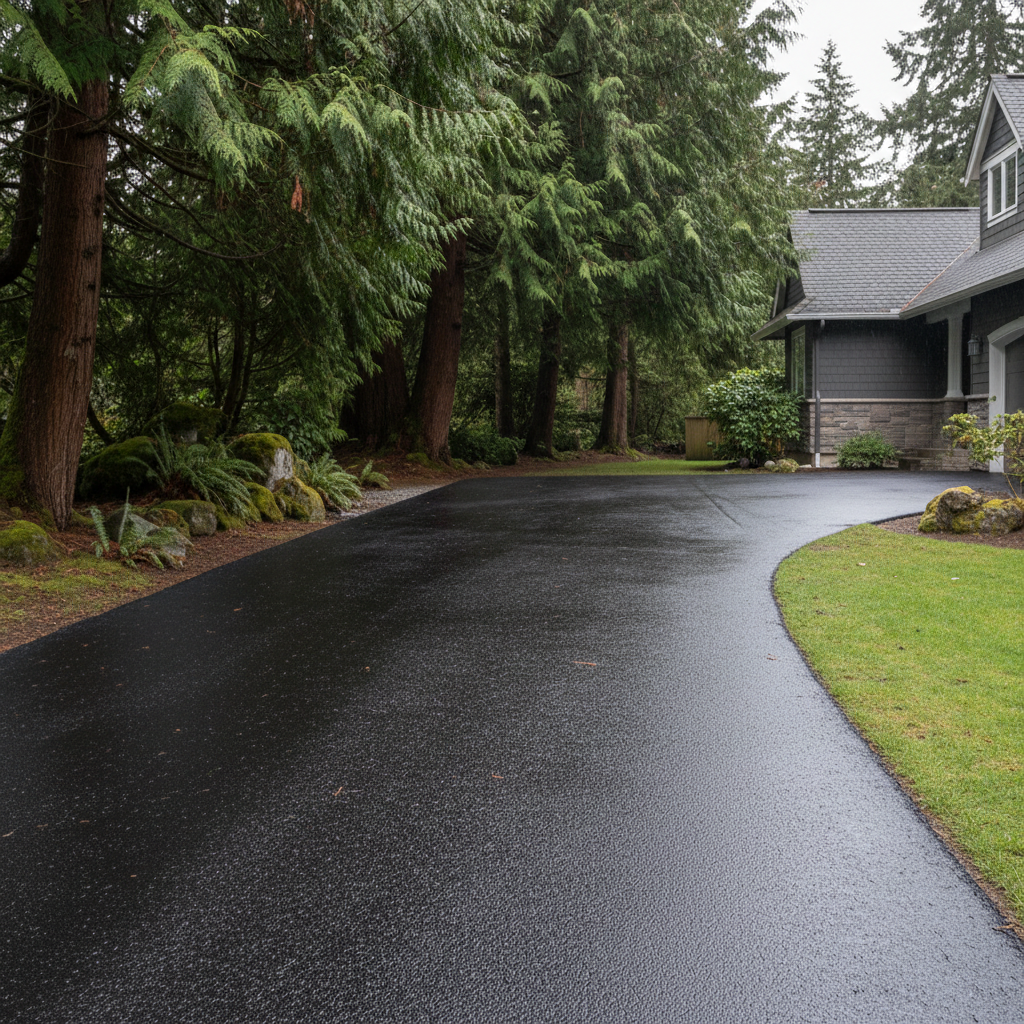 Completed driveway paving work at a residential property in Seattle, WA