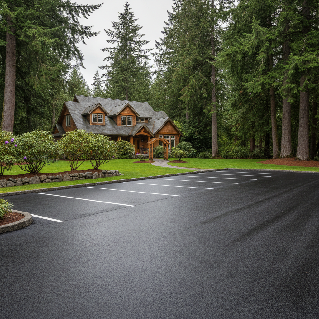 Completed parking lot paving work at a residential property in Federal Way, WA