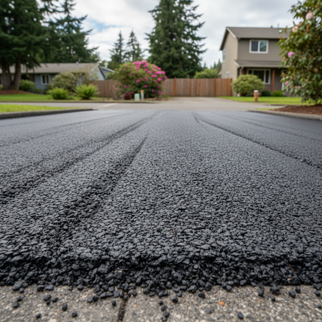 Completed asphalt milling work at a residential property in Lakewood, WA