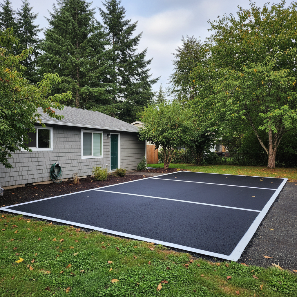 Completed asphalt striping work at a residential property in Lakewood, WA