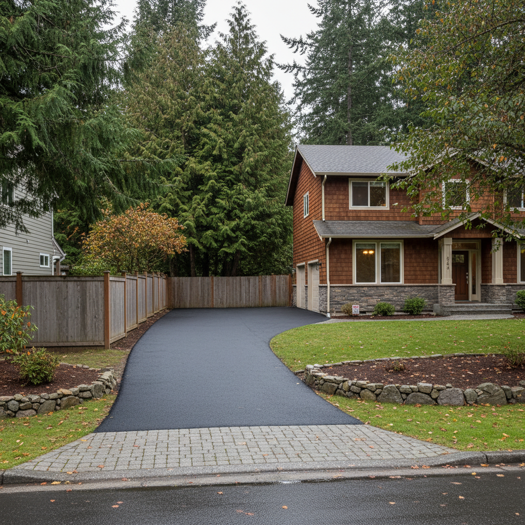 Completed residential asphalt work at a residential property in Edmonds, WA