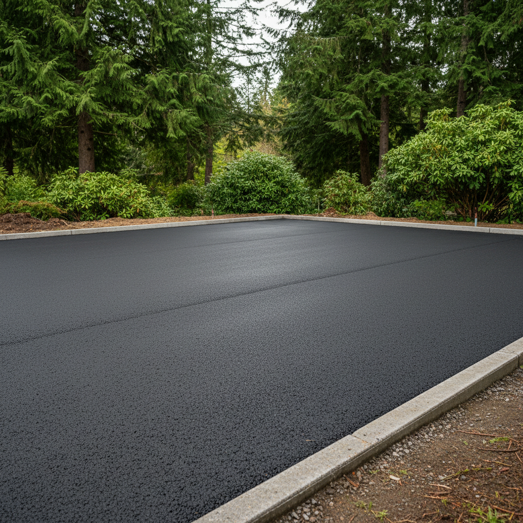 Completed parking lot paving work at a residential property in Kent, WA
