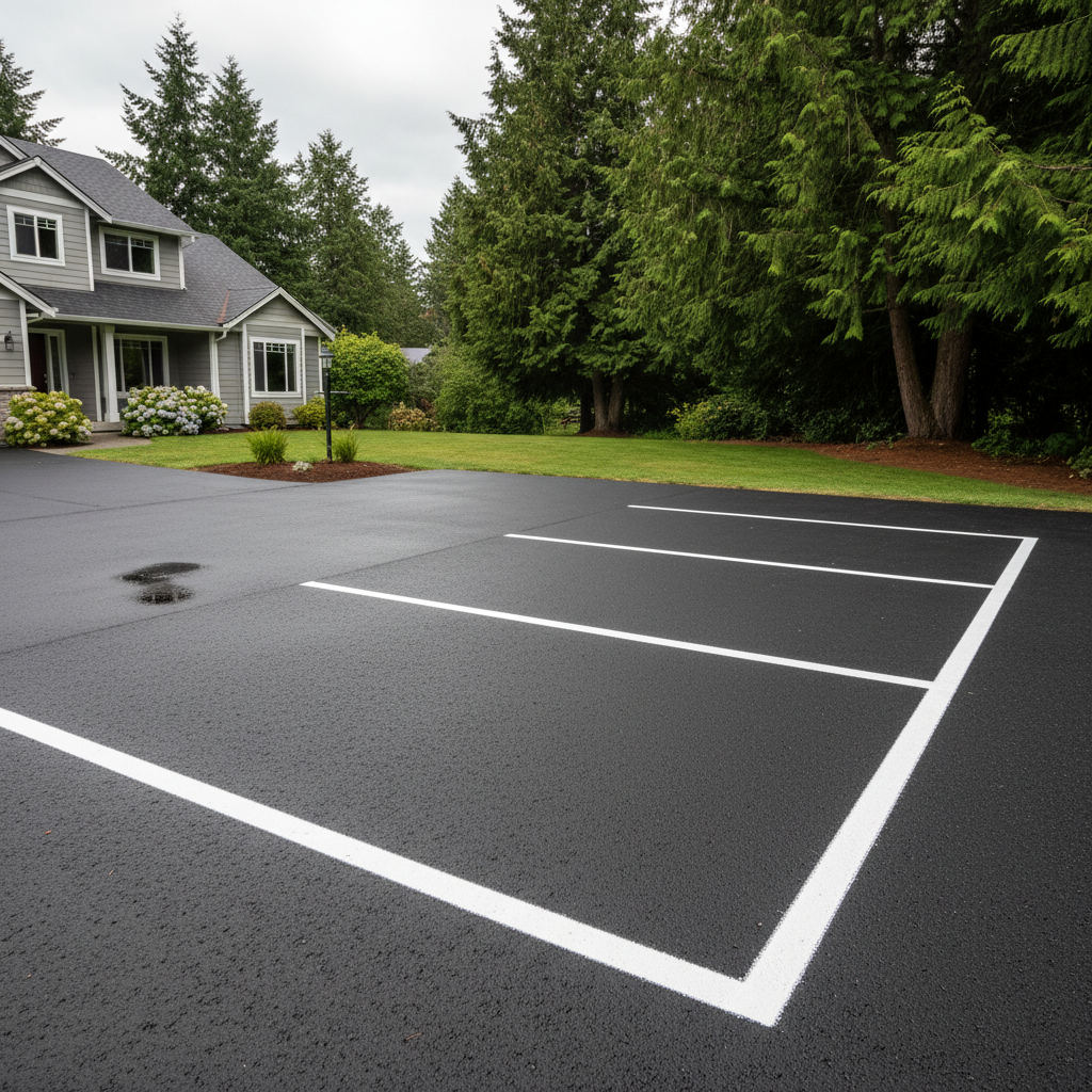 Completed asphalt striping work at a residential property in Marysville, WA