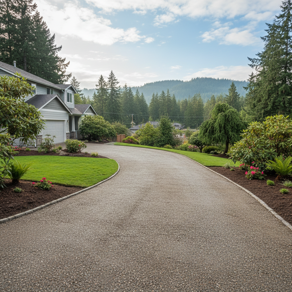 Completed asphalt milling work at a residential property in Arlington, WA