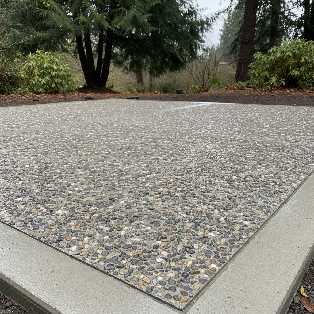 Completed concrete installation work at a residential property in Redmond, WA
