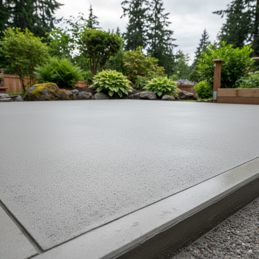 Completed concrete patios work at a residential property in Bothell, WA