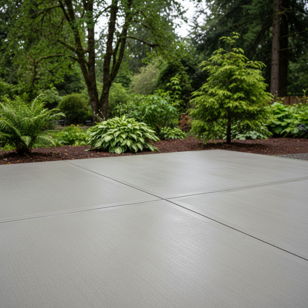 Completed concrete patios work at a residential property in Kenmore, WA