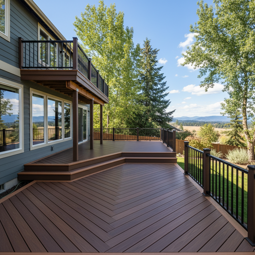 Completed trex decks work at a residential property in Richland, WA