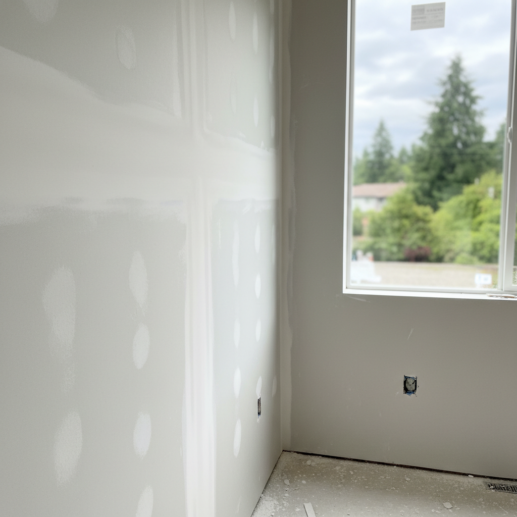 Completed drywall installation work at a residential property in Tacoma, WA
