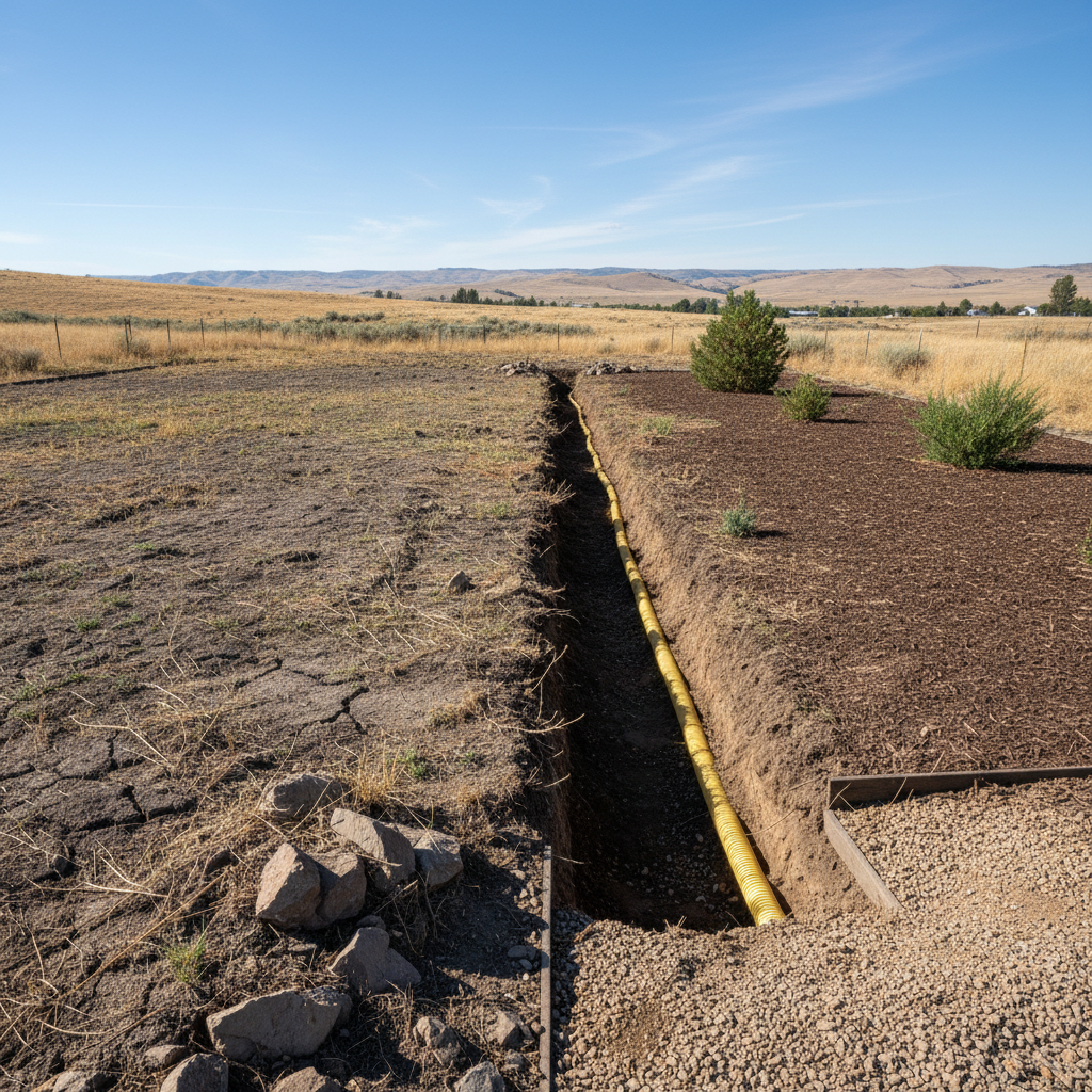 Completed trenching work at a residential property in Moses Lake, WA