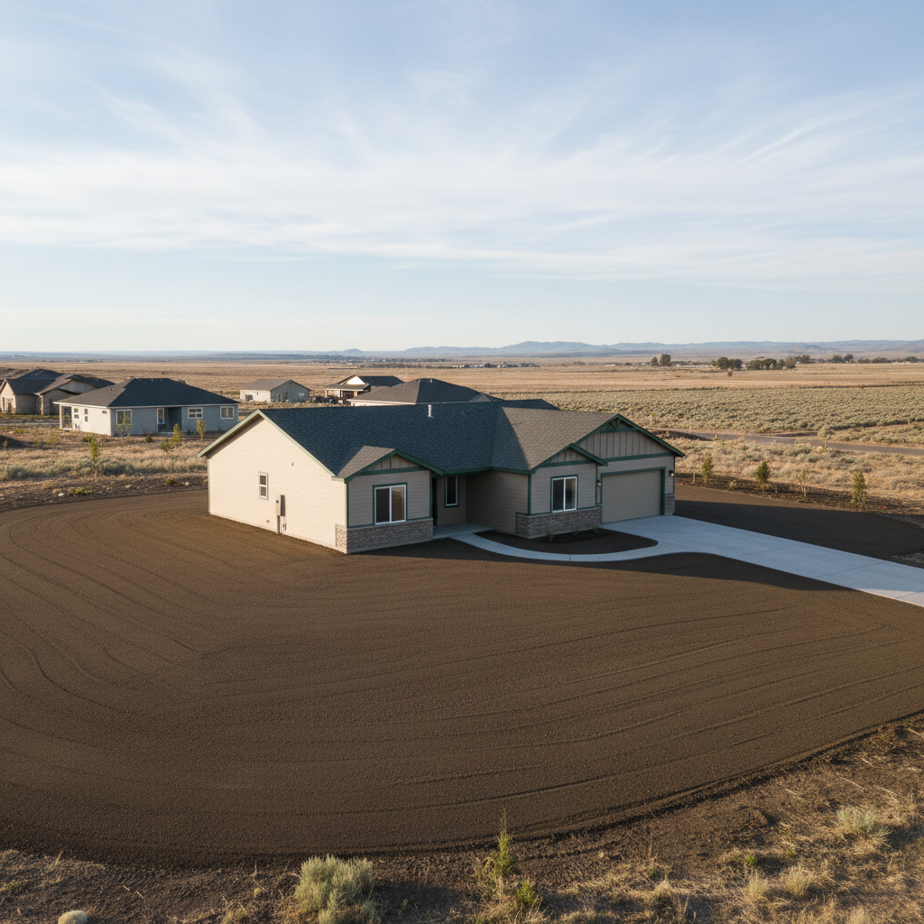 Completed grading and leveling work at a residential property in Moses Lake, WA