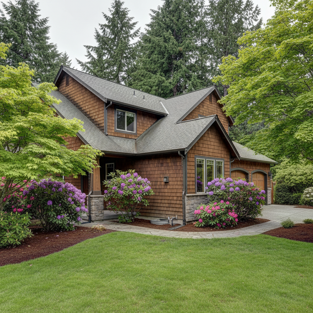 Completed gutter maintenance plans work at a residential property in Renton, WA