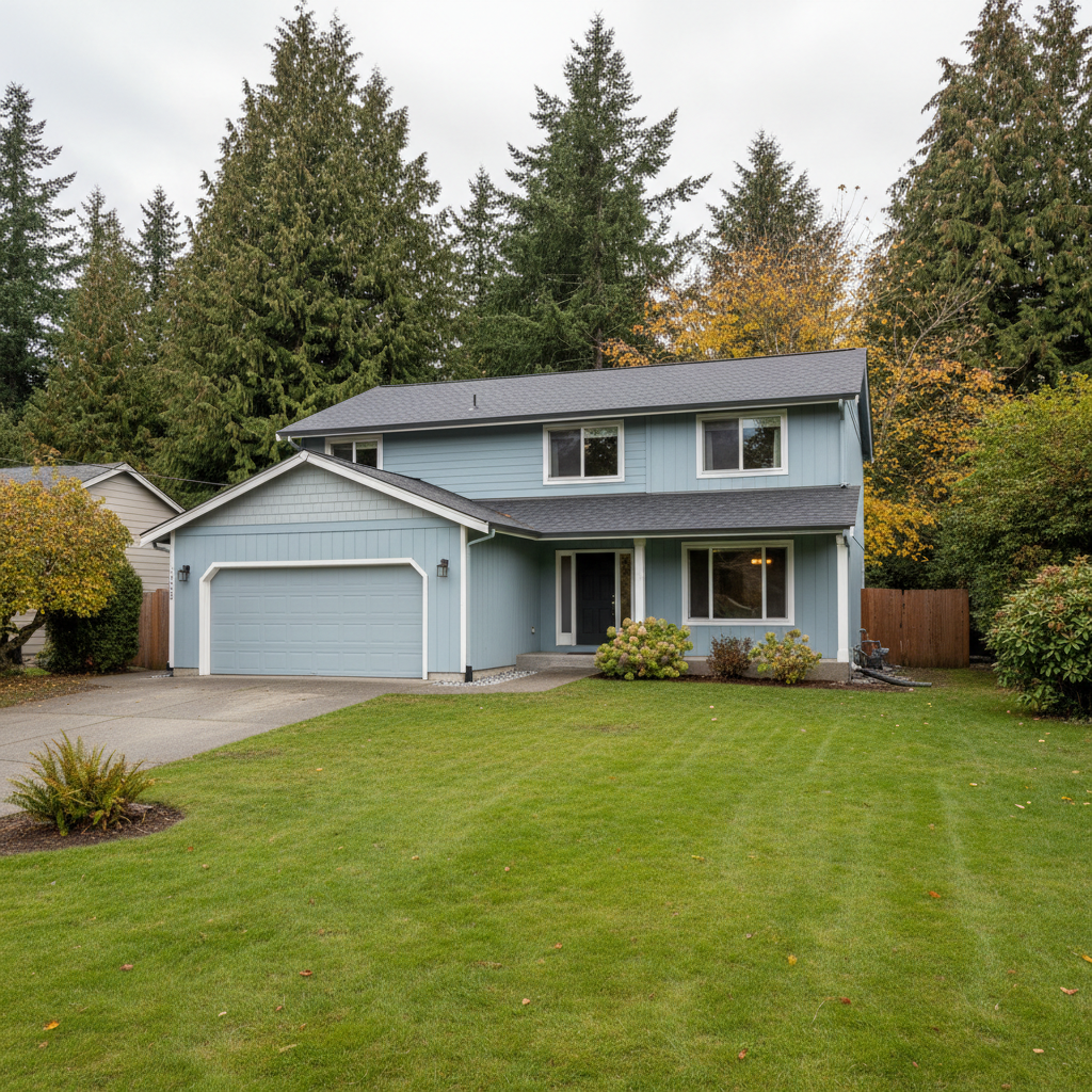 Completed fascia board repair work at a residential property in Kent, WA
