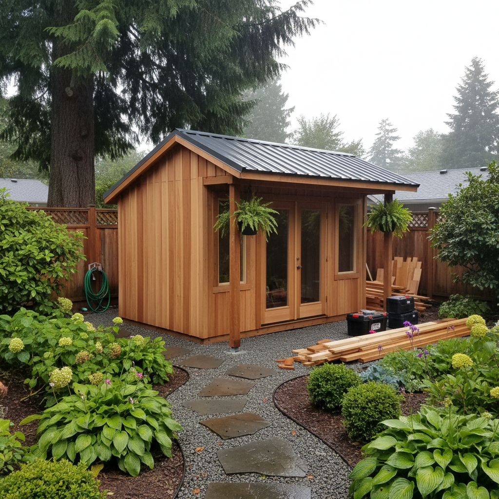 Completed garden sheds work at a residential property in Seattle, WA