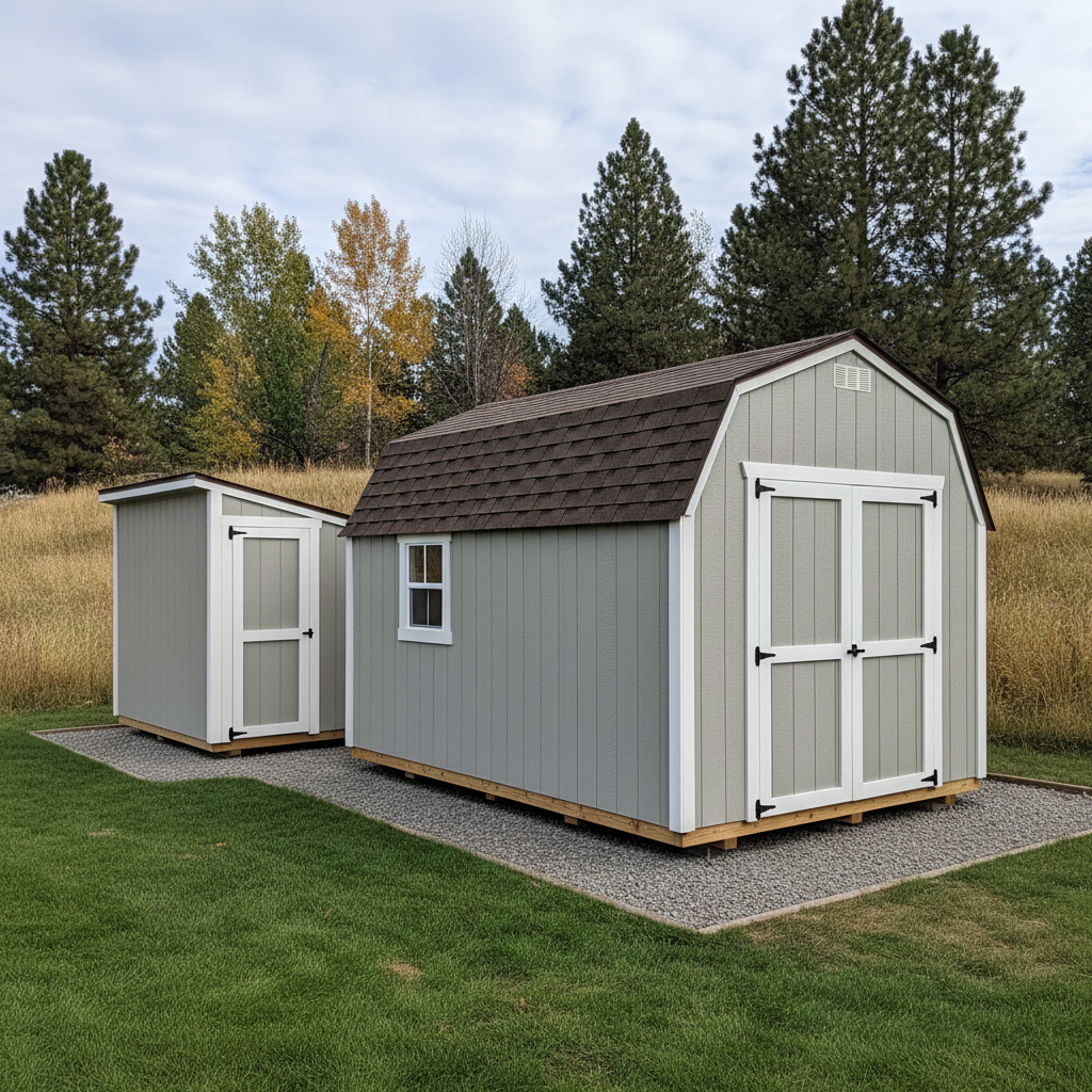 Completed storage sheds work at a residential property in Cheney, WA