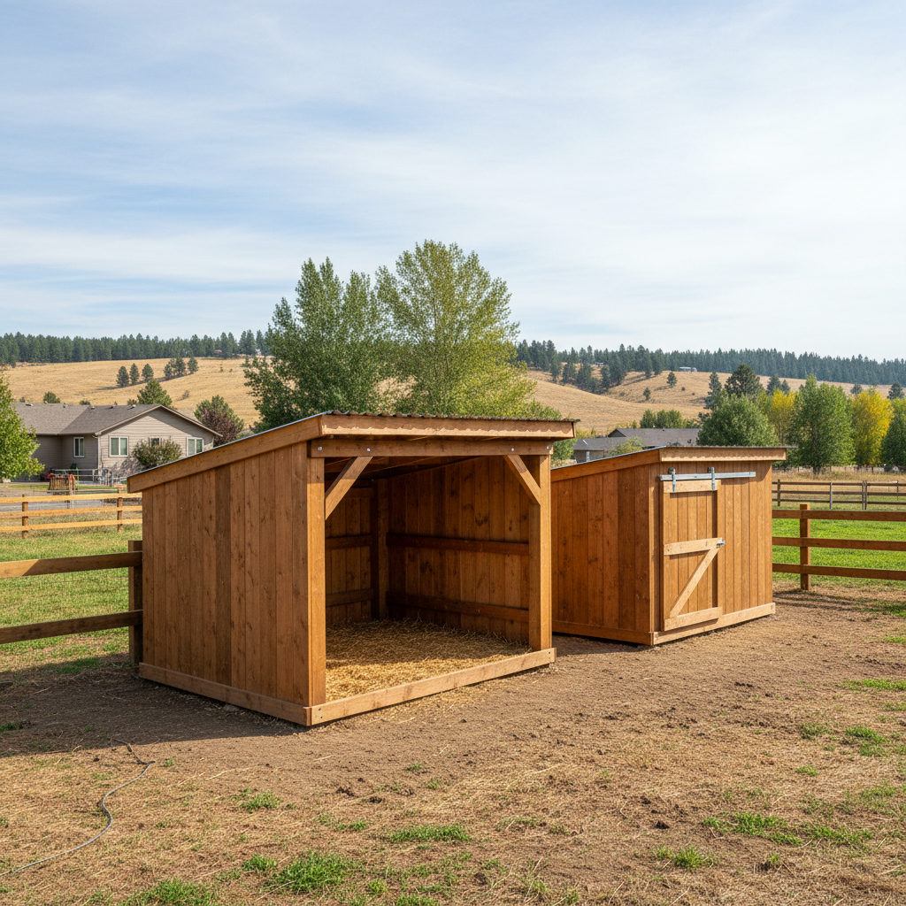Completed livestock shelters work at a residential property in Spokane, WA