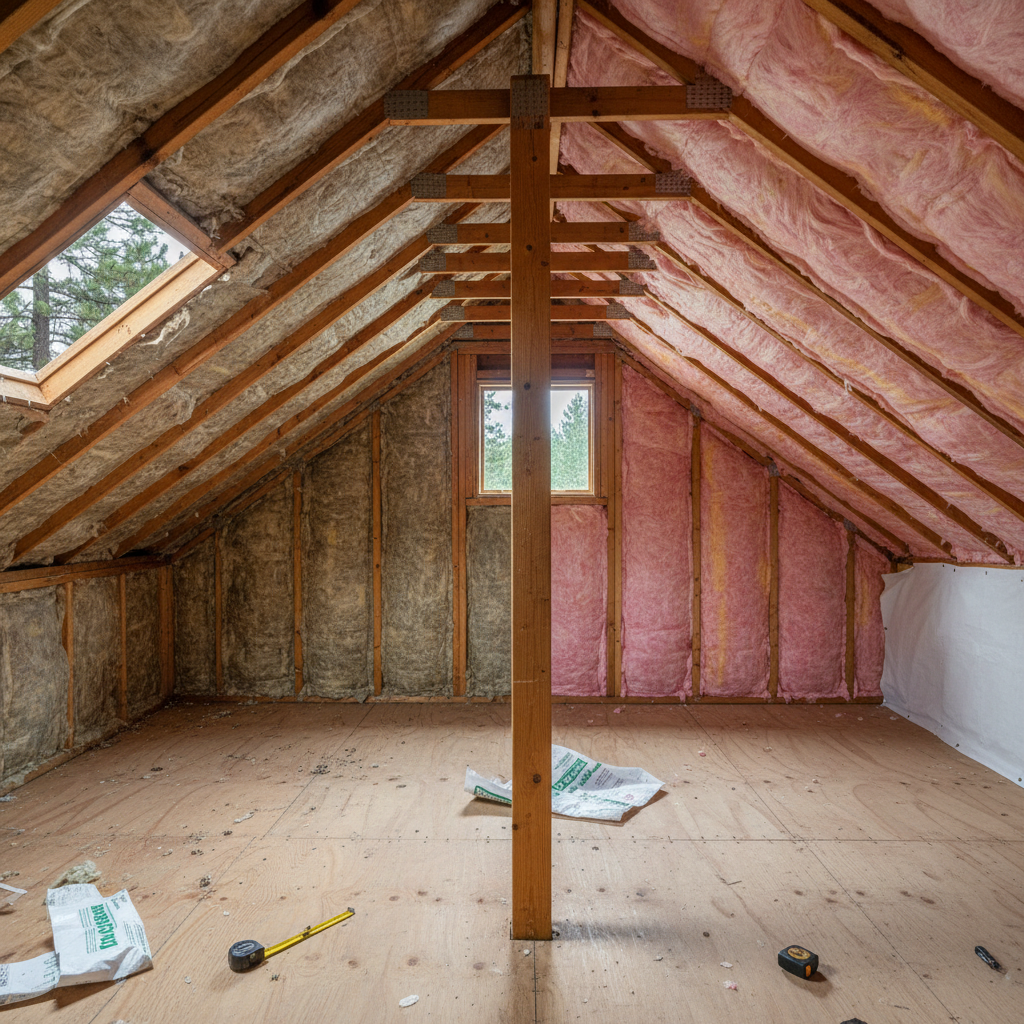 Completed batt insulation installation work at a residential property in Spokane, WA
