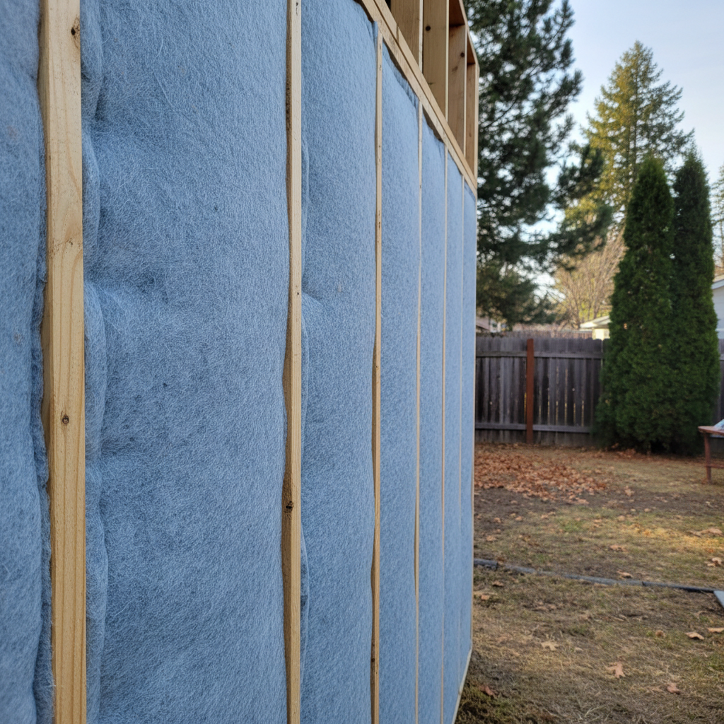 Completed shed insulation work at a residential property in Spokane, WA