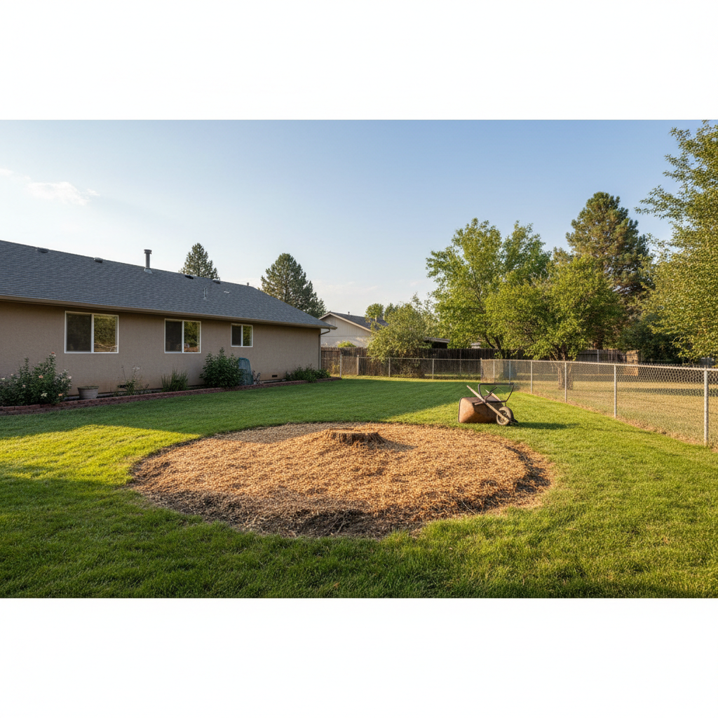 Completed stump grinding & removal work at a residential property in Pasco, WA