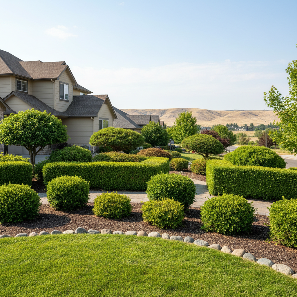 Completed shrub & bush trimming work at a residential property in Kennewick, WA