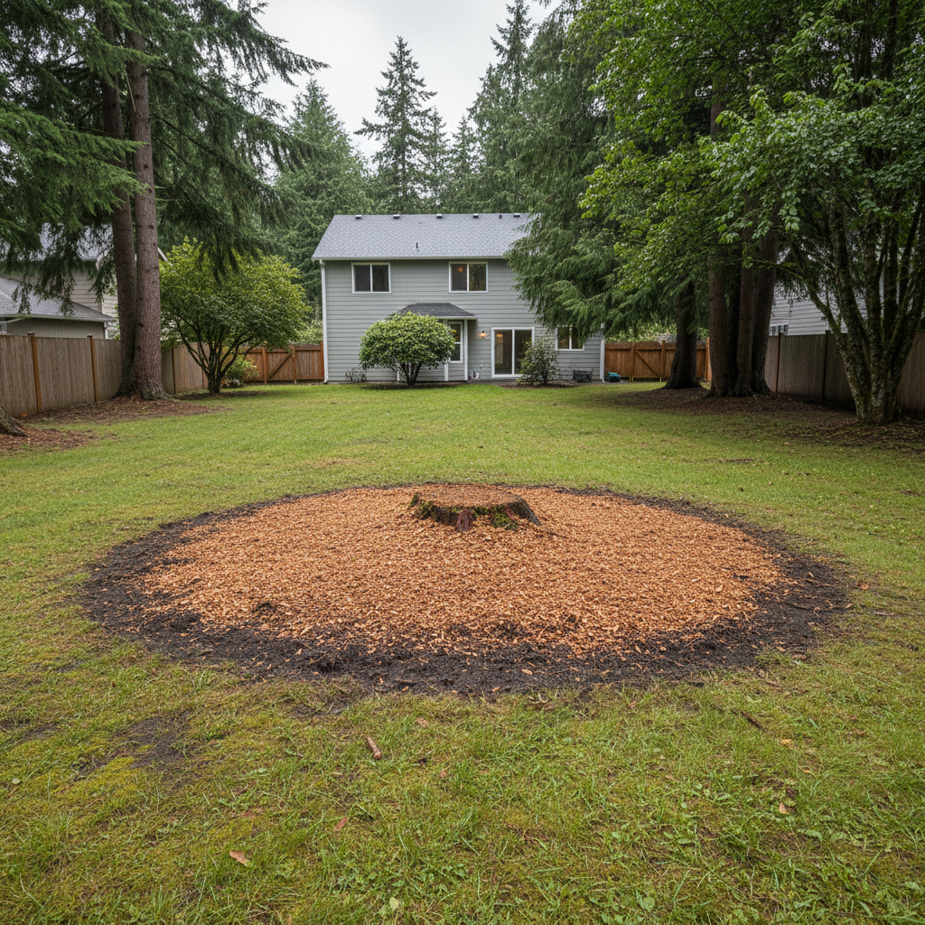 Completed stump grinding & removal work at a residential property in Bremerton, WA