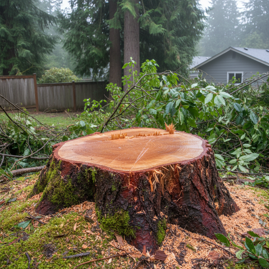 Completed emergency tree removal work at a residential property in Bremerton, WA