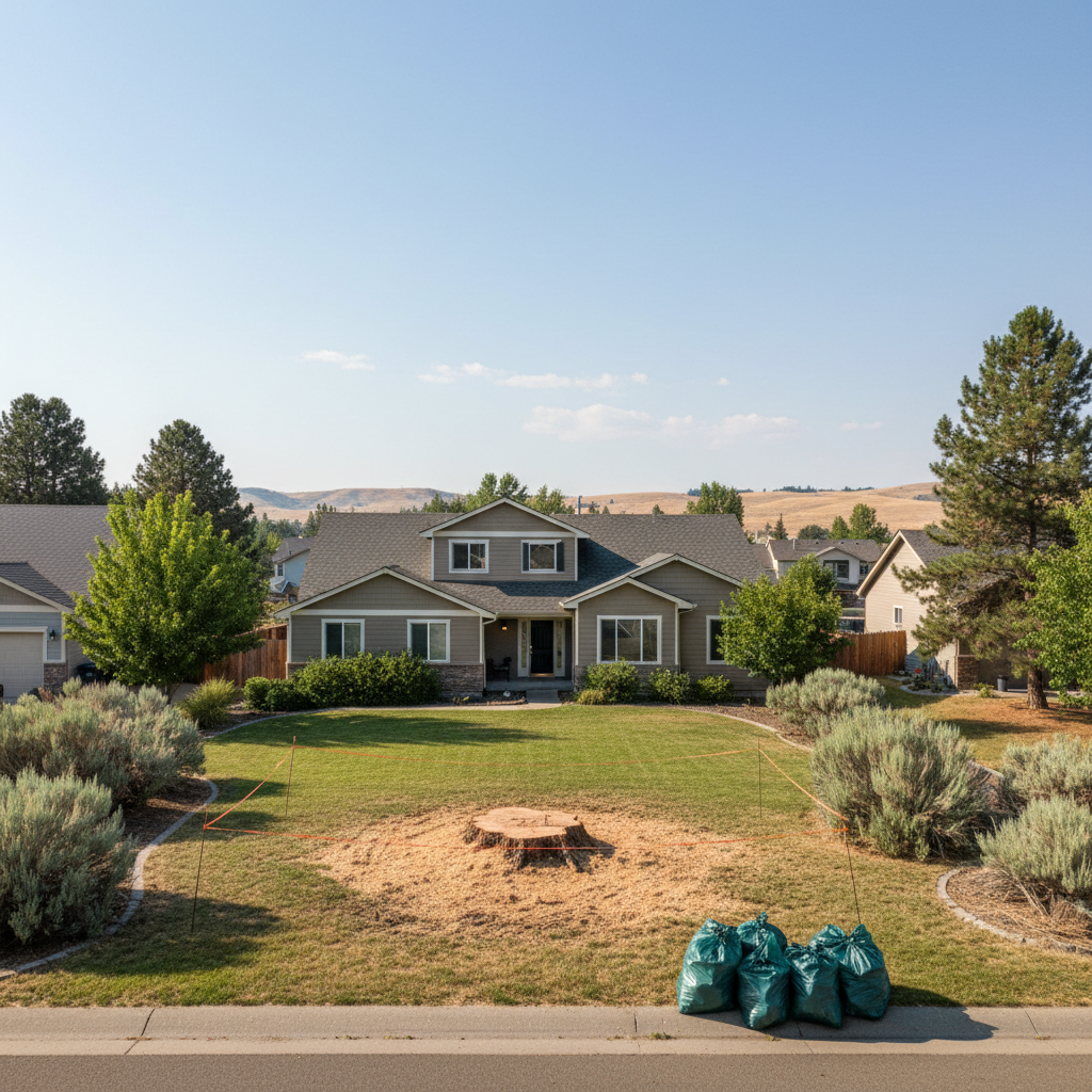 Completed tree removal work at a residential property in Kennewick, WA