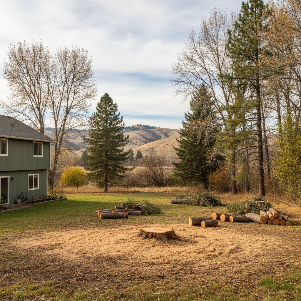 Completed tree removal work at a residential property in Yakima, WA