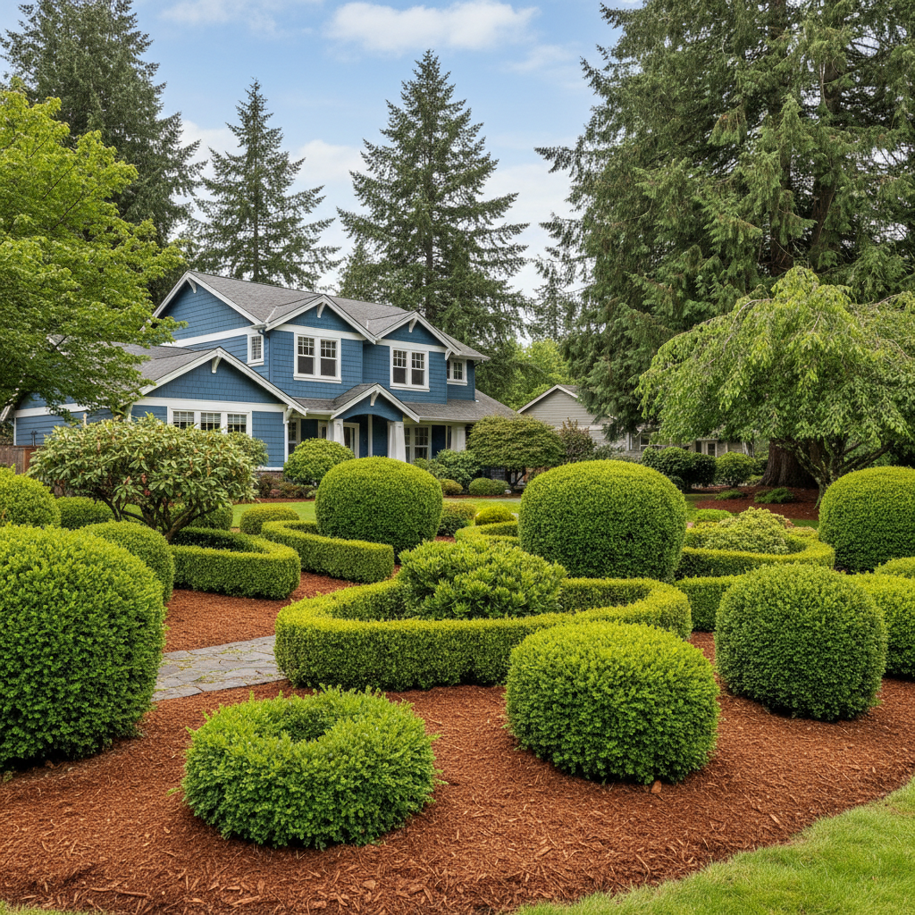 Completed shrub & bush trimming work at a residential property in Bremerton, WA