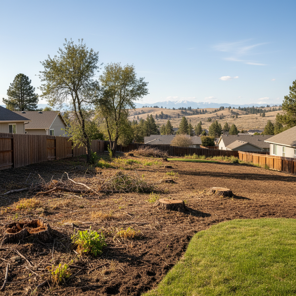 Completed lot clearing work at a residential property in Yakima, WA