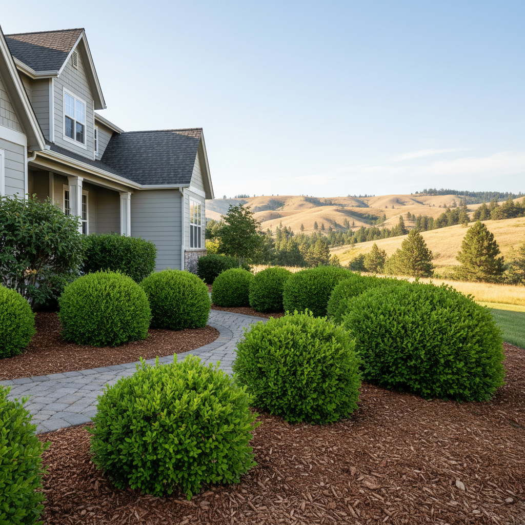 Completed shrub & bush trimming work at a residential property in Yakima, WA