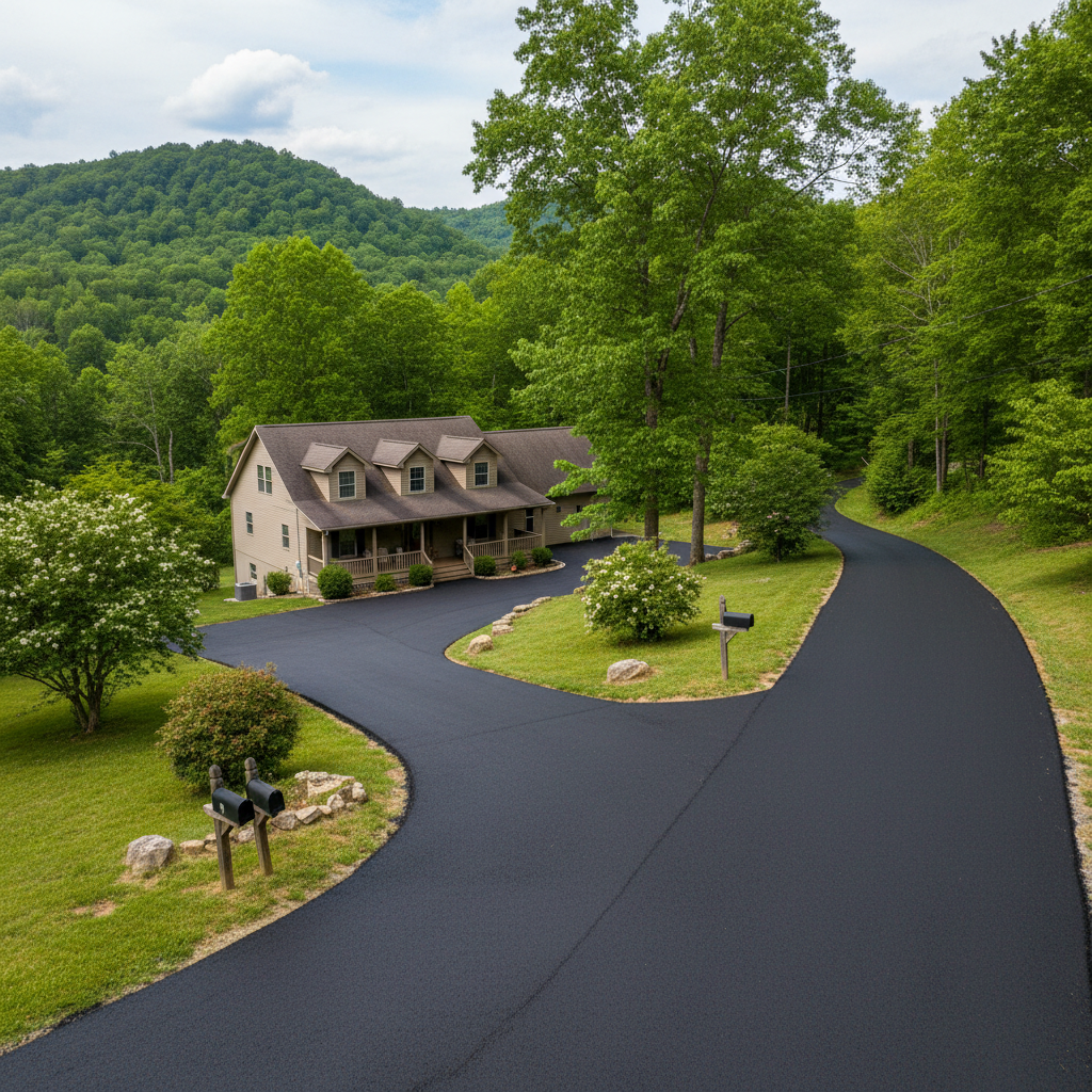 Completed slurry coating work at a residential property in Hernshaw, WV