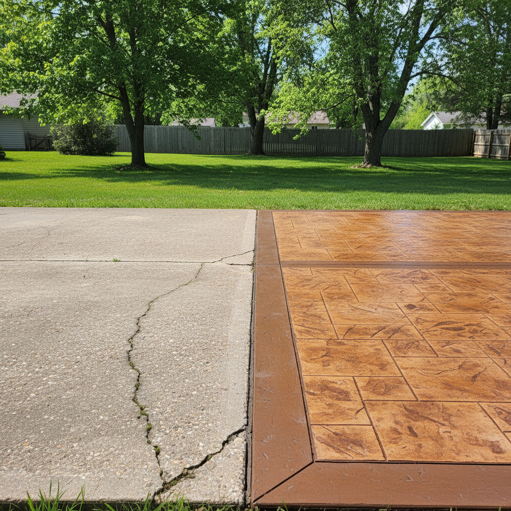 Completed decorative concrete work at a residential property in Menomonie, WI