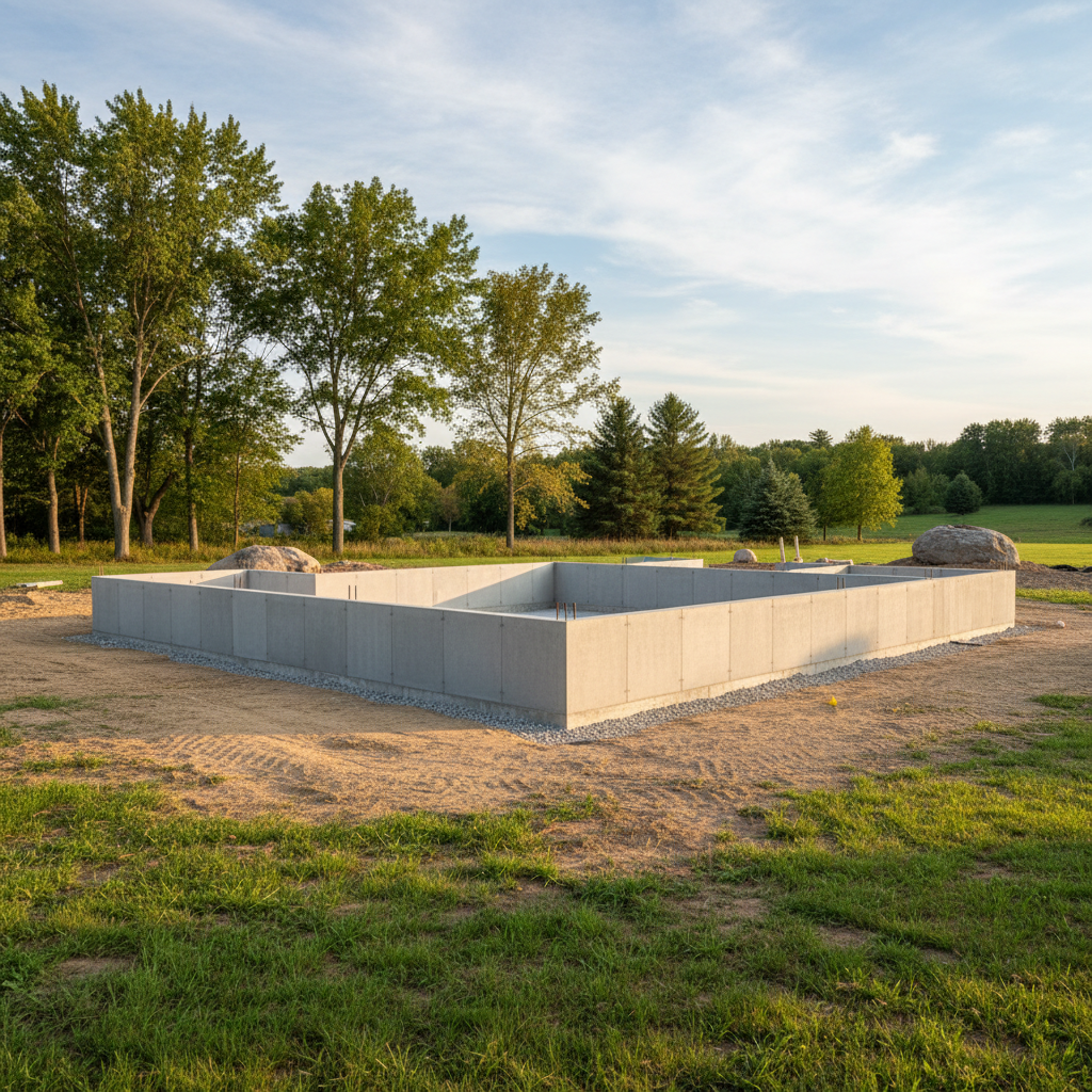 Completed concrete foundations work at a residential property in Menomonie, WI