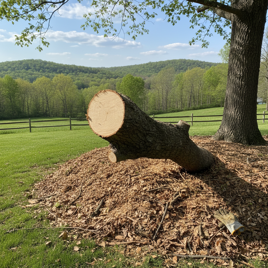 Completed tree pruning work at a residential property in Morgantown, WV