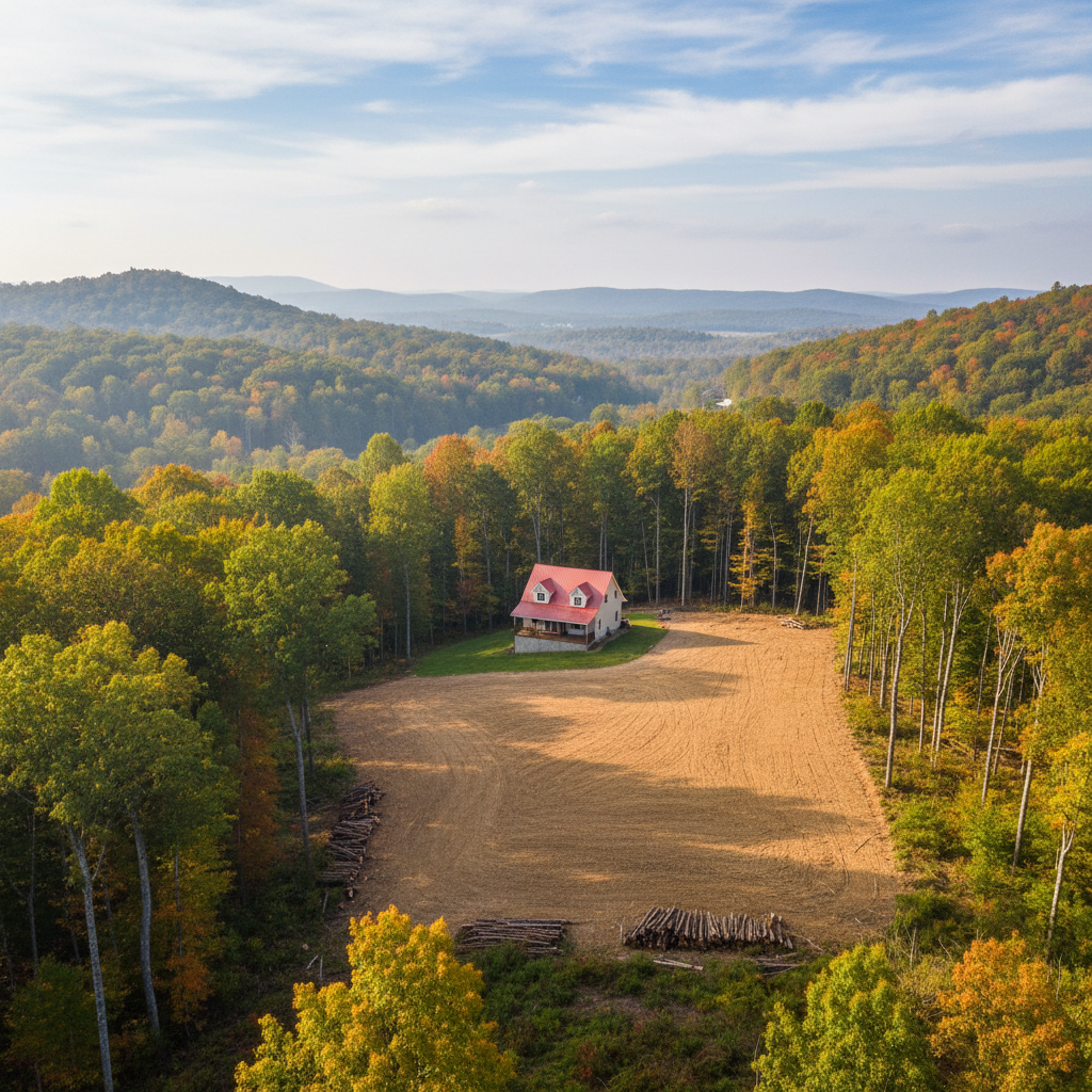 Completed land clearing work at a residential property in Morgantown, WV