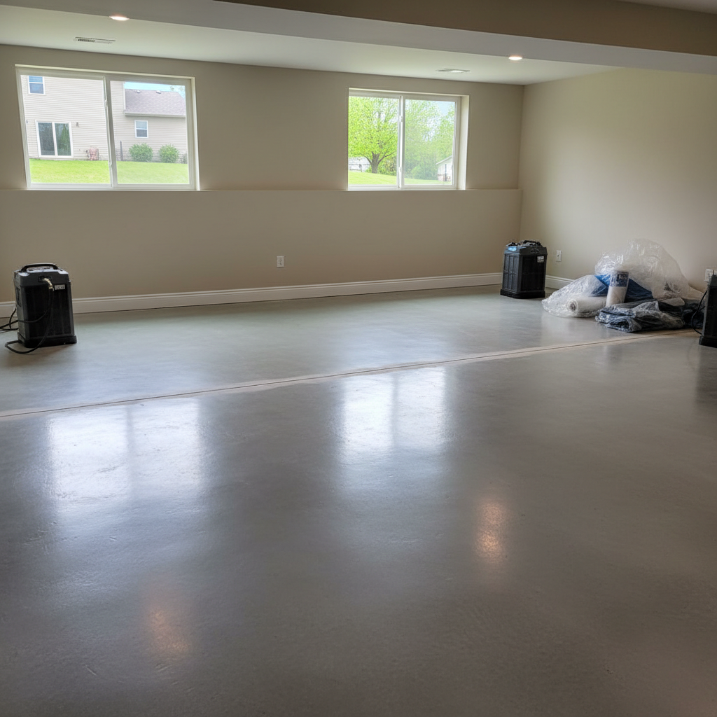 Completed flood restoration work at a residential property in Fitchburg, WI