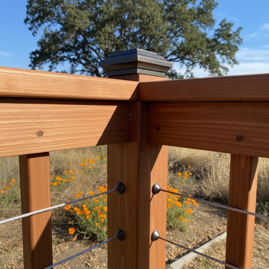Completed deck railing installation work at a residential property in Modesto, CA
