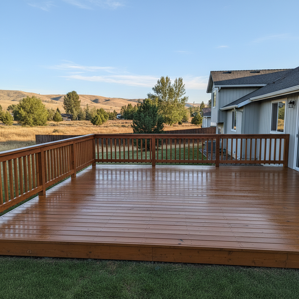 Completed deck staining work at a residential property in Yakima, WA