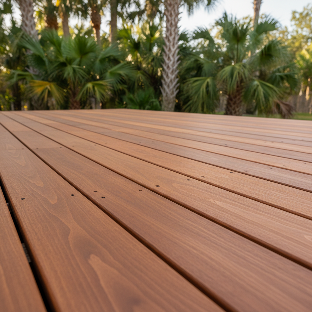 Completed wooden decks work at a residential property in Orlando, FL